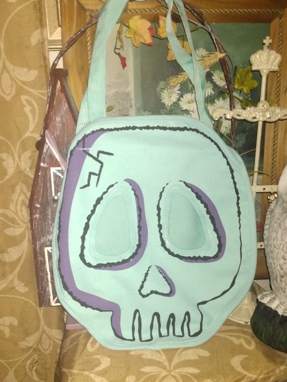Women's Skull Tote Bag - Mint Purple Accent
